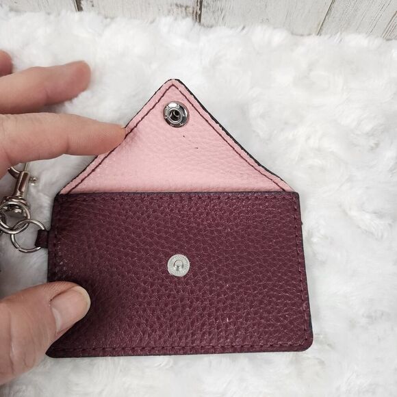 Tassel Keychain Credit Card Wallet Brown Pink - Picture 5 of 7